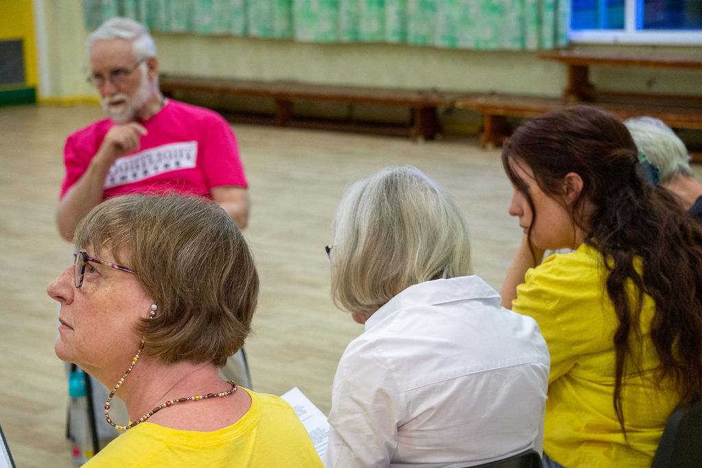 The company in mid rehearsal