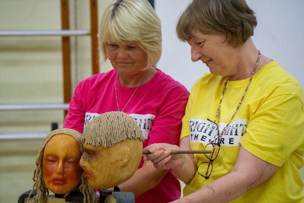Davina Cassar and Alison Lake, rehearsing with our puppets